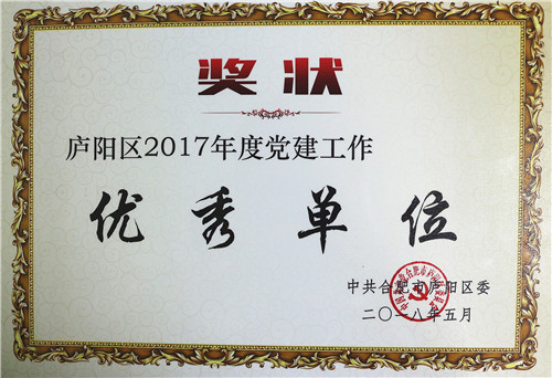 易道教育黨支部榮獲廬陽區2017年度全區黨建工作優秀單位稱號